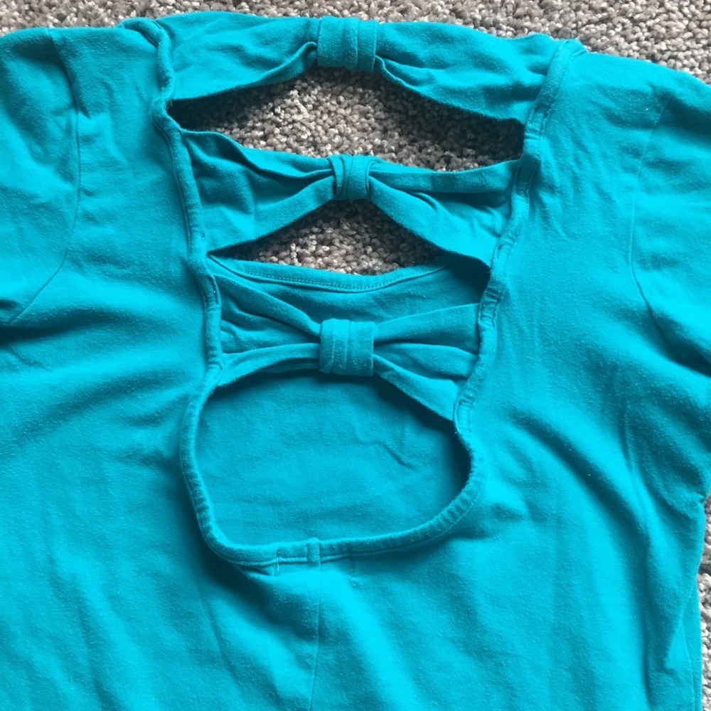 Wet Seal 2000s Teal Bodycon Dress with Bow Detail